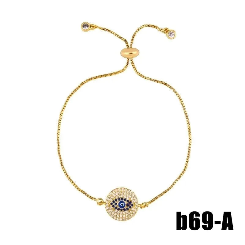 Drip Oil Color Copper Inlay Zircon Blue Eye Bracelet Nhas156964