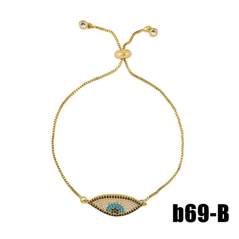 Drip Oil Color Copper Inlay Zircon Blue Eye Bracelet Nhas156964