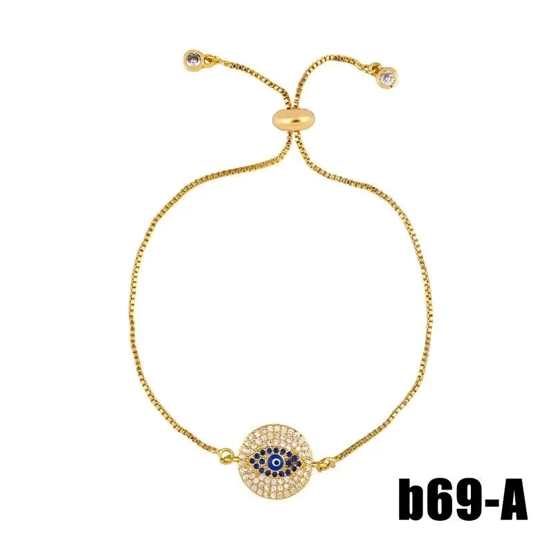 Drip Oil Color Copper Inlay Zircon Blue Eye Bracelet Nhas156964