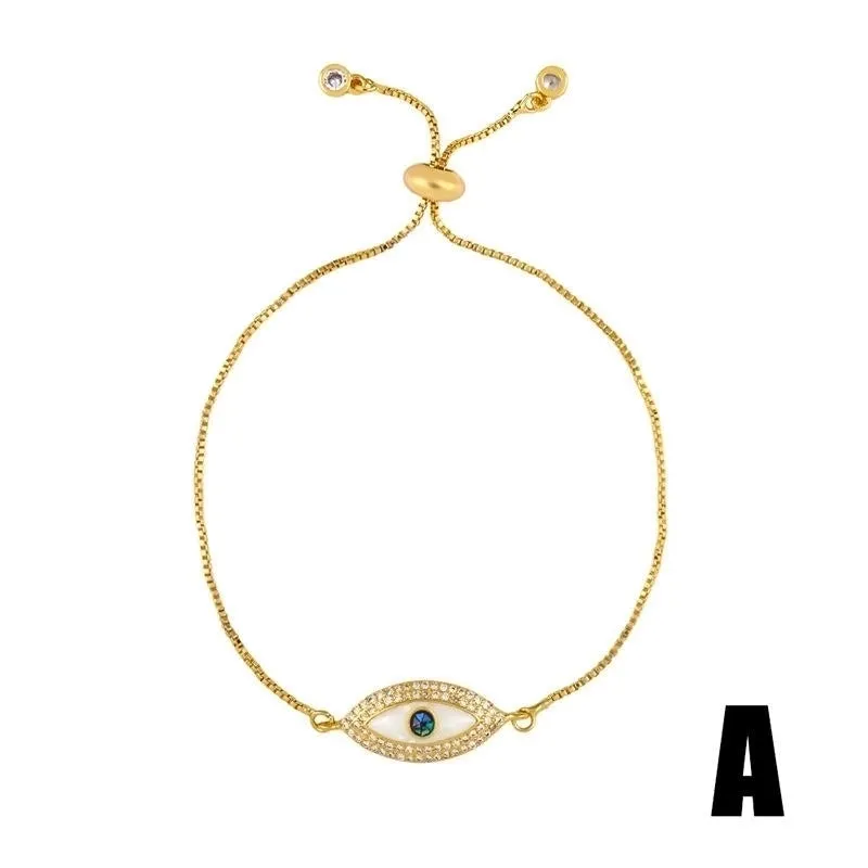 Drip Oil Color Copper Inlay Zircon Blue Eye Bracelet Nhas156964