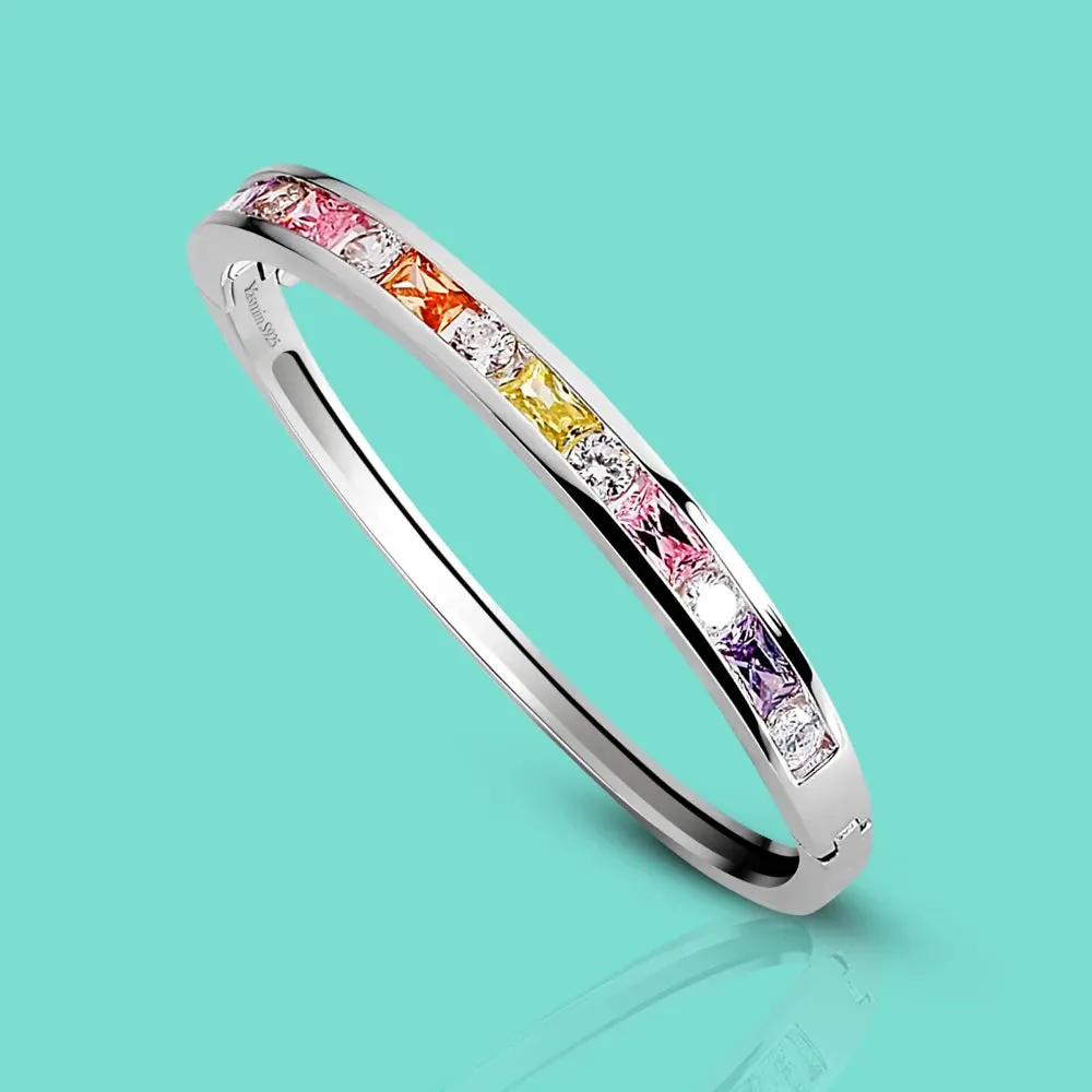 Elegant 925 Sterling Silver Zircon Charm Bracelet for Women