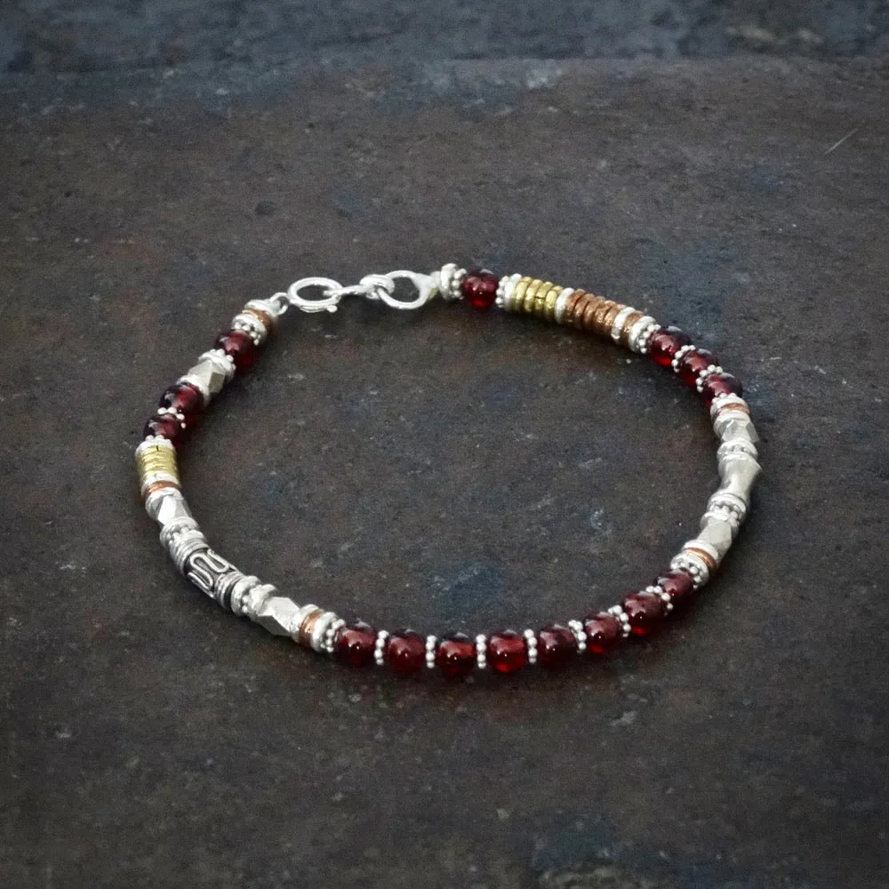 Garnet Bracelet and Mixed Metals Bracelet