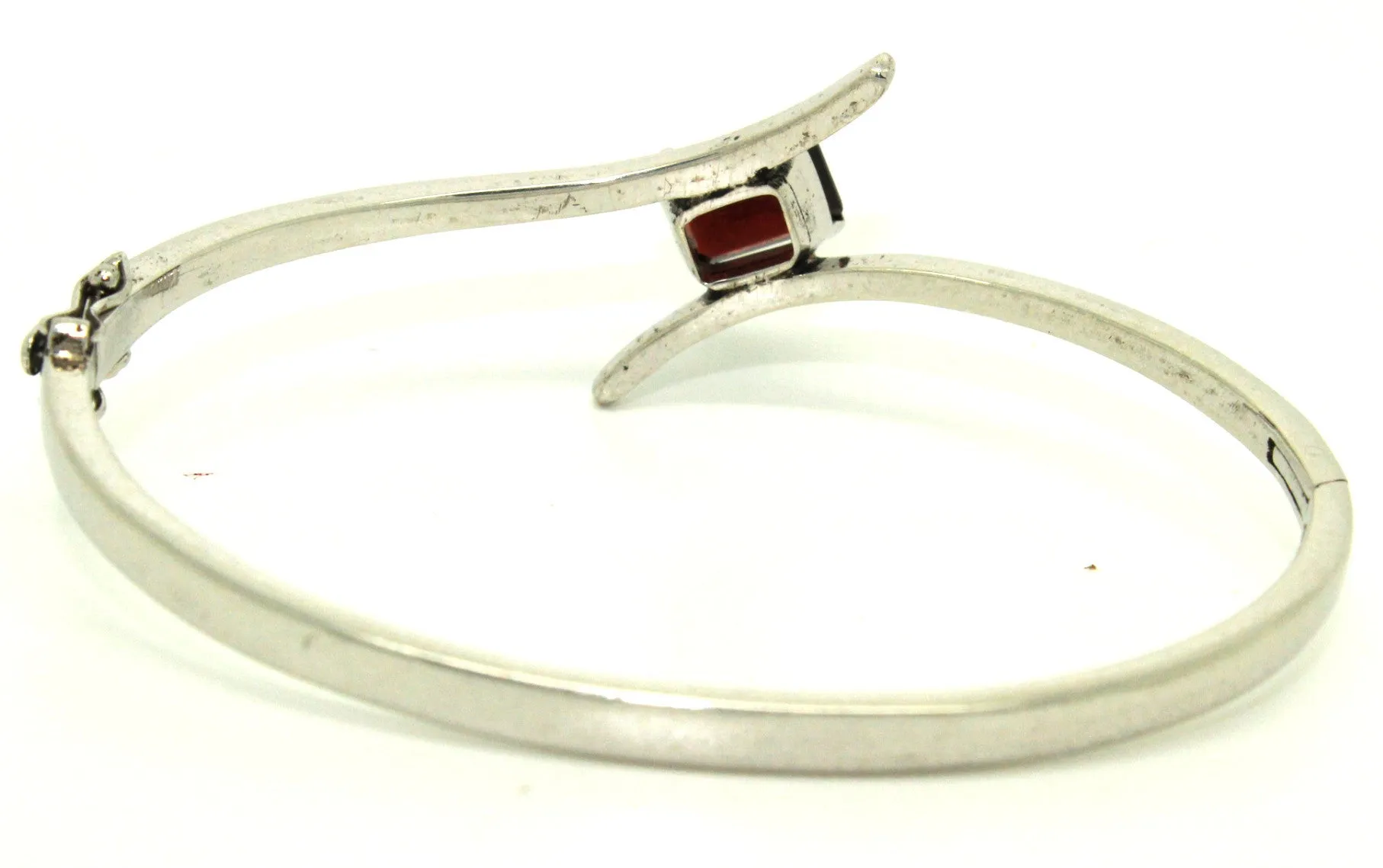 Garnet Cross Silver  Bangle