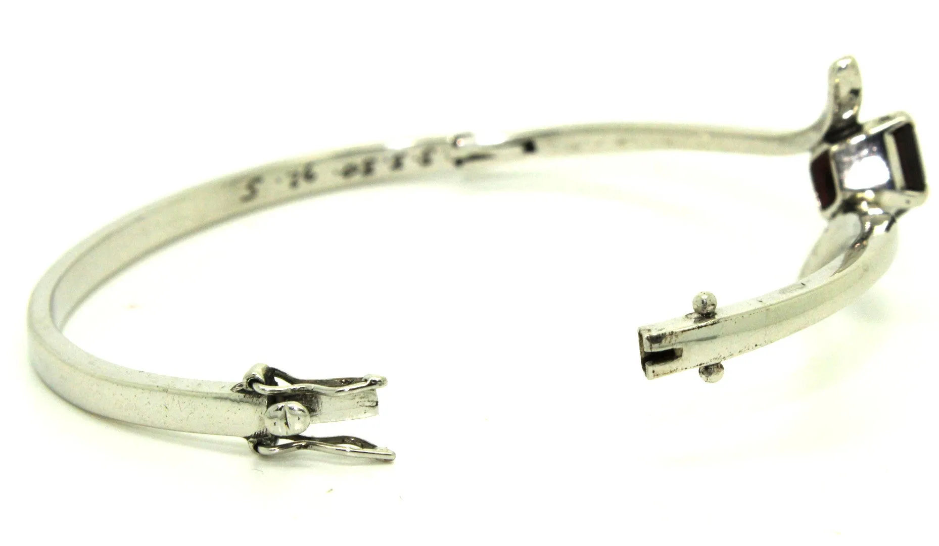 Garnet Cross Silver  Bangle