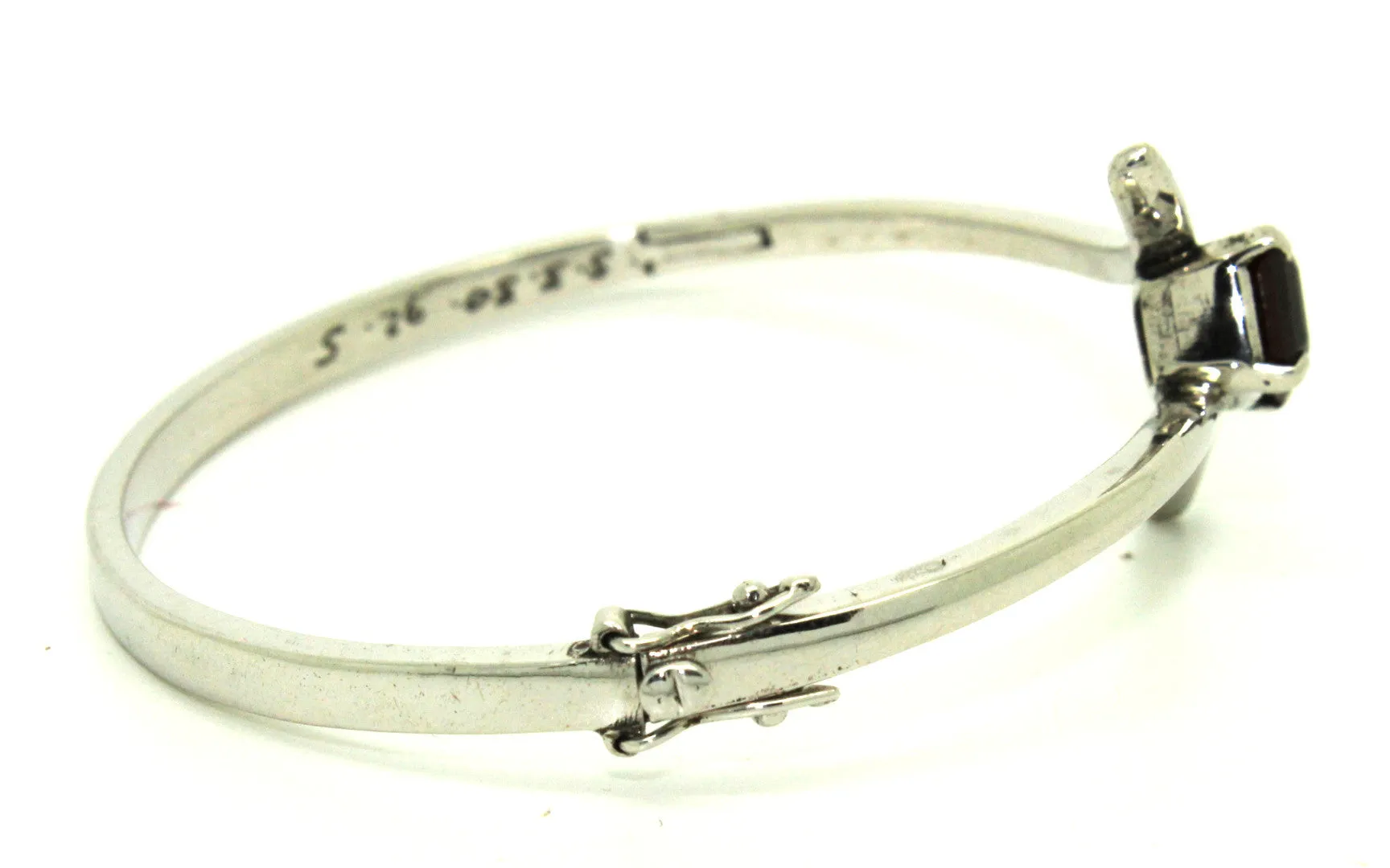 Garnet Cross Silver  Bangle