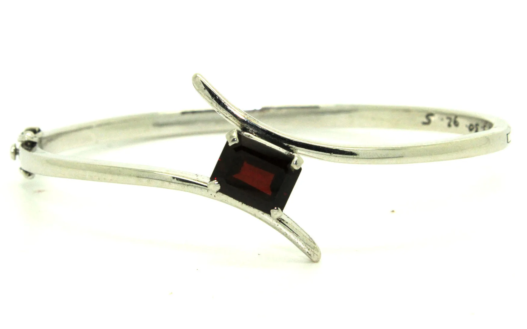 Garnet Cross Silver  Bangle