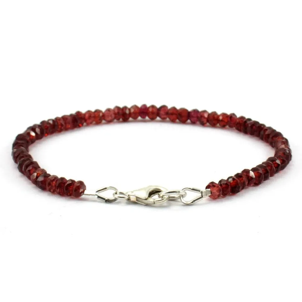 Garnet Faceted Bracelet with Sterling Silver Trigger Clasp