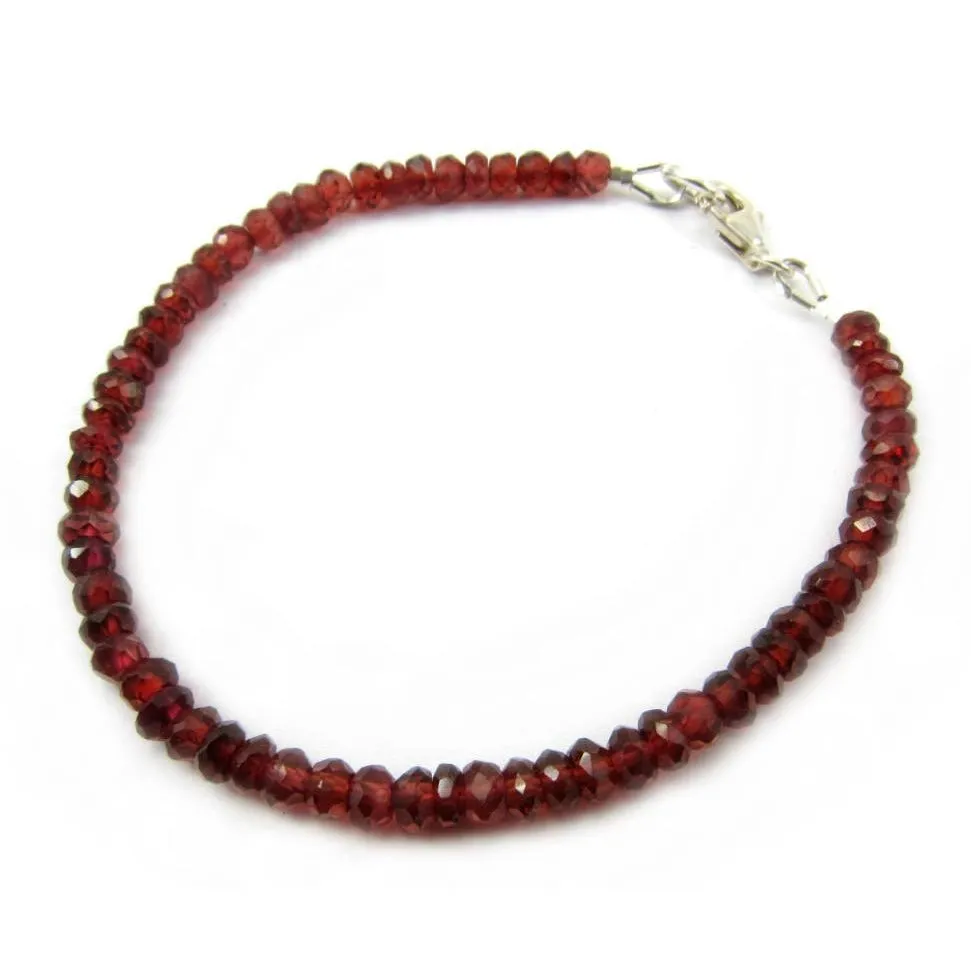 Garnet Faceted Bracelet with Sterling Silver Trigger Clasp