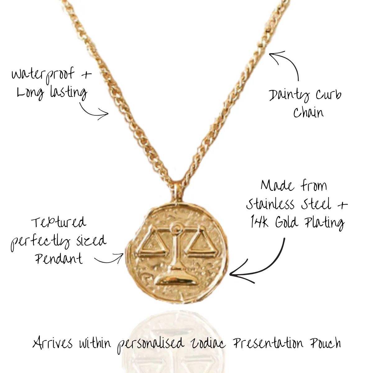 Gemini Zodiac Gold Pendant Necklace