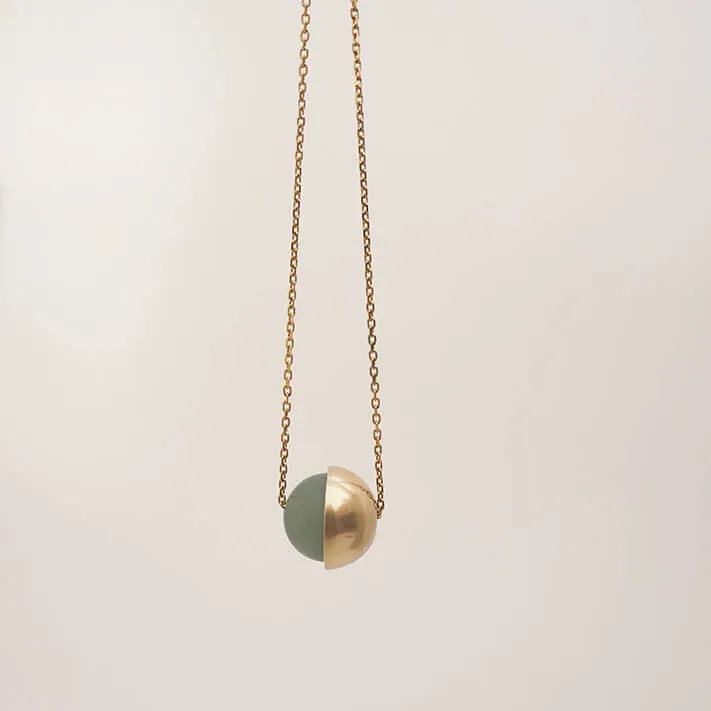 Gemstone Bead & Brass Cup Necklace | by brass bold