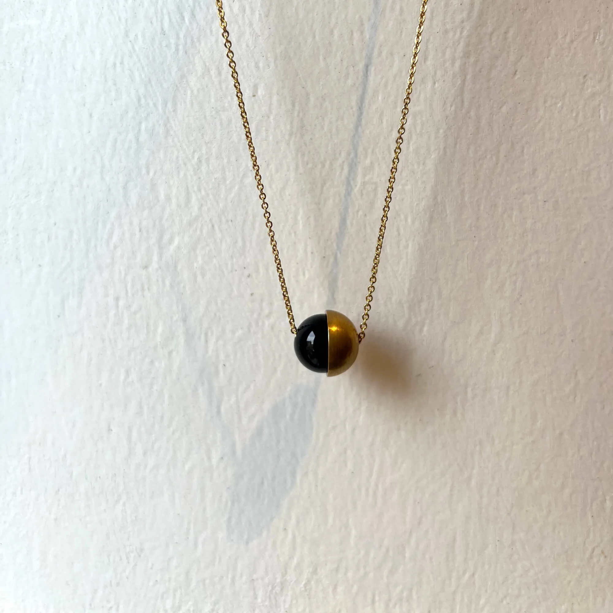 Gemstone Bead & Brass Cup Necklace | by brass bold