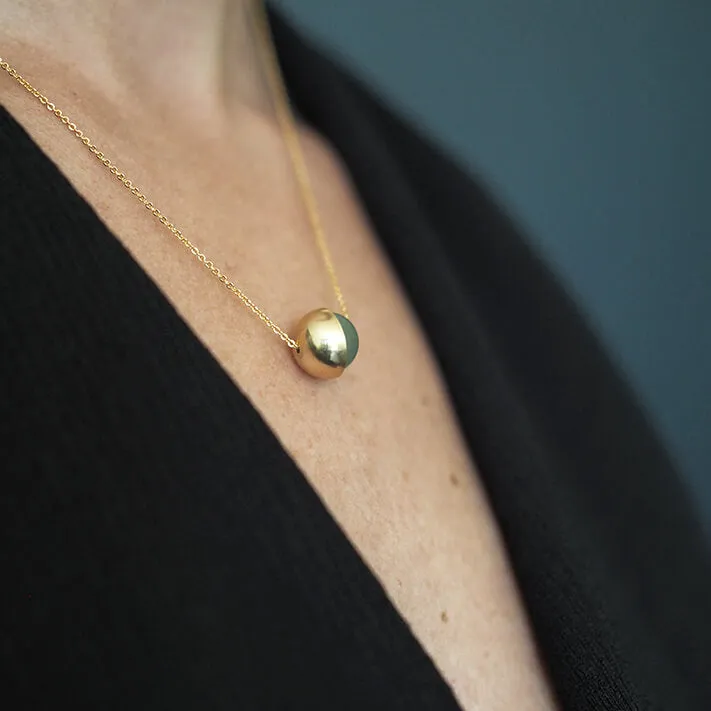 Gemstone Bead & Brass Cup Necklace | by brass bold