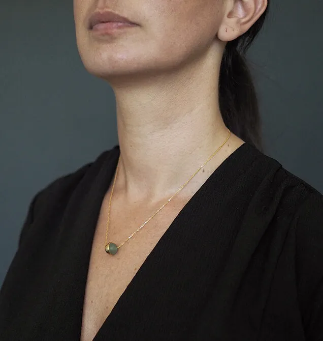 Gemstone Bead & Brass Cup Necklace | by brass bold