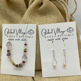 Gemstone Mix Necklace and Earring Set