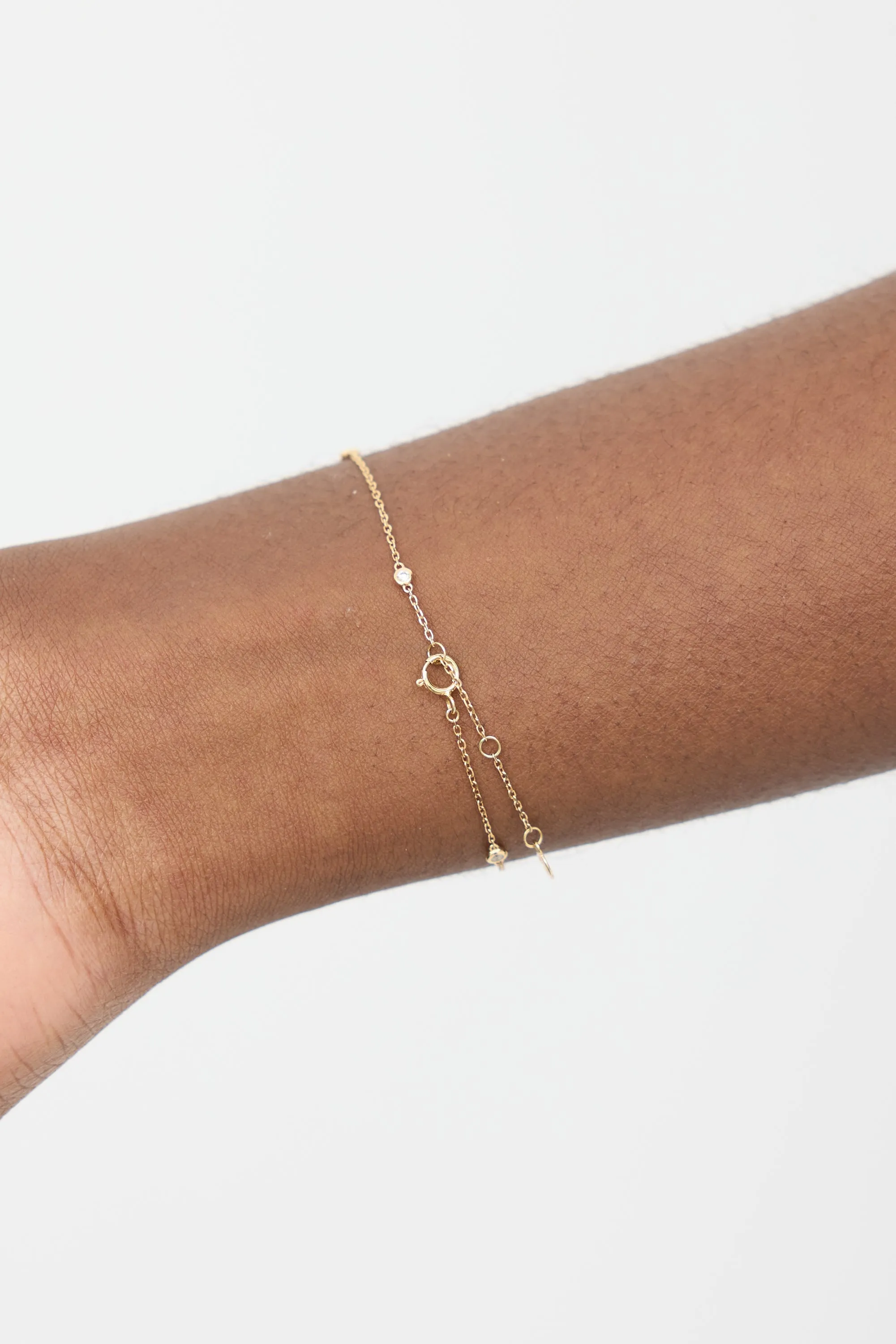 Gold & White Pearl Gemstone Station Bracelet