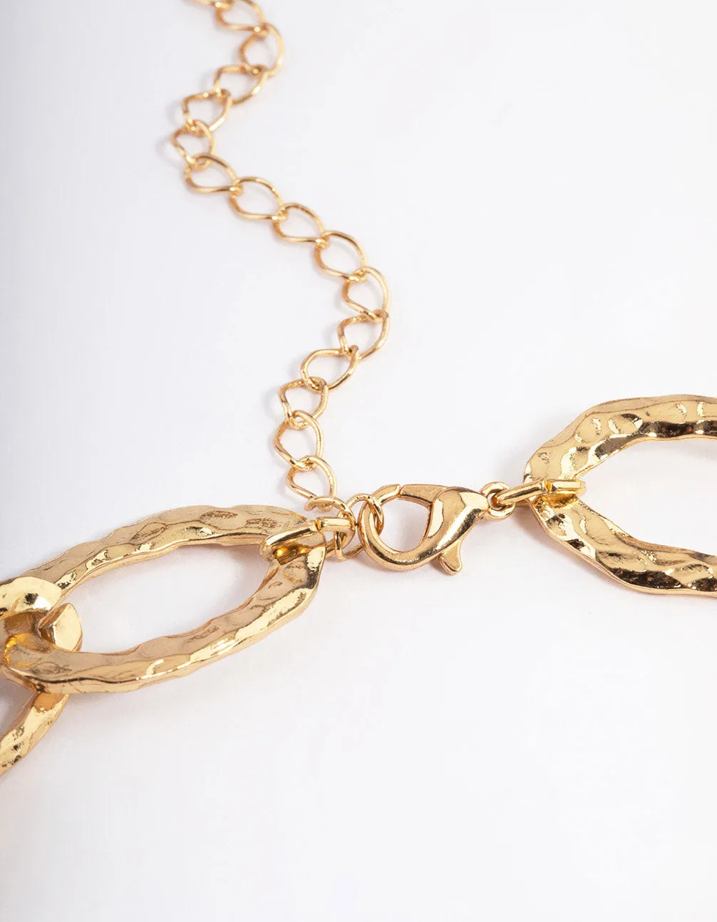 Gold Hammered Bent Chain Bracelet