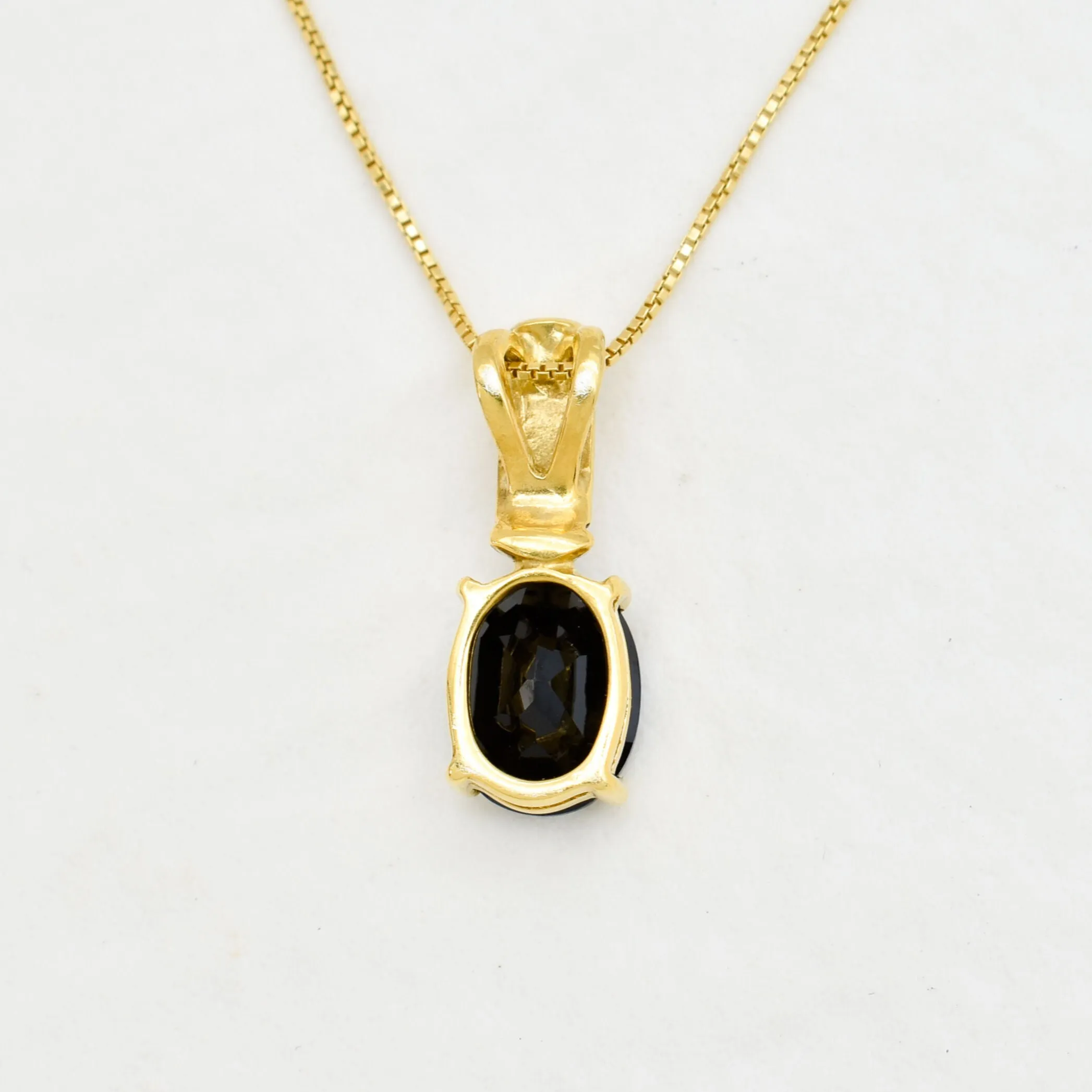 Gold Onyx Pendant - Black Onyx Necklace - Oval Vintage Necklace