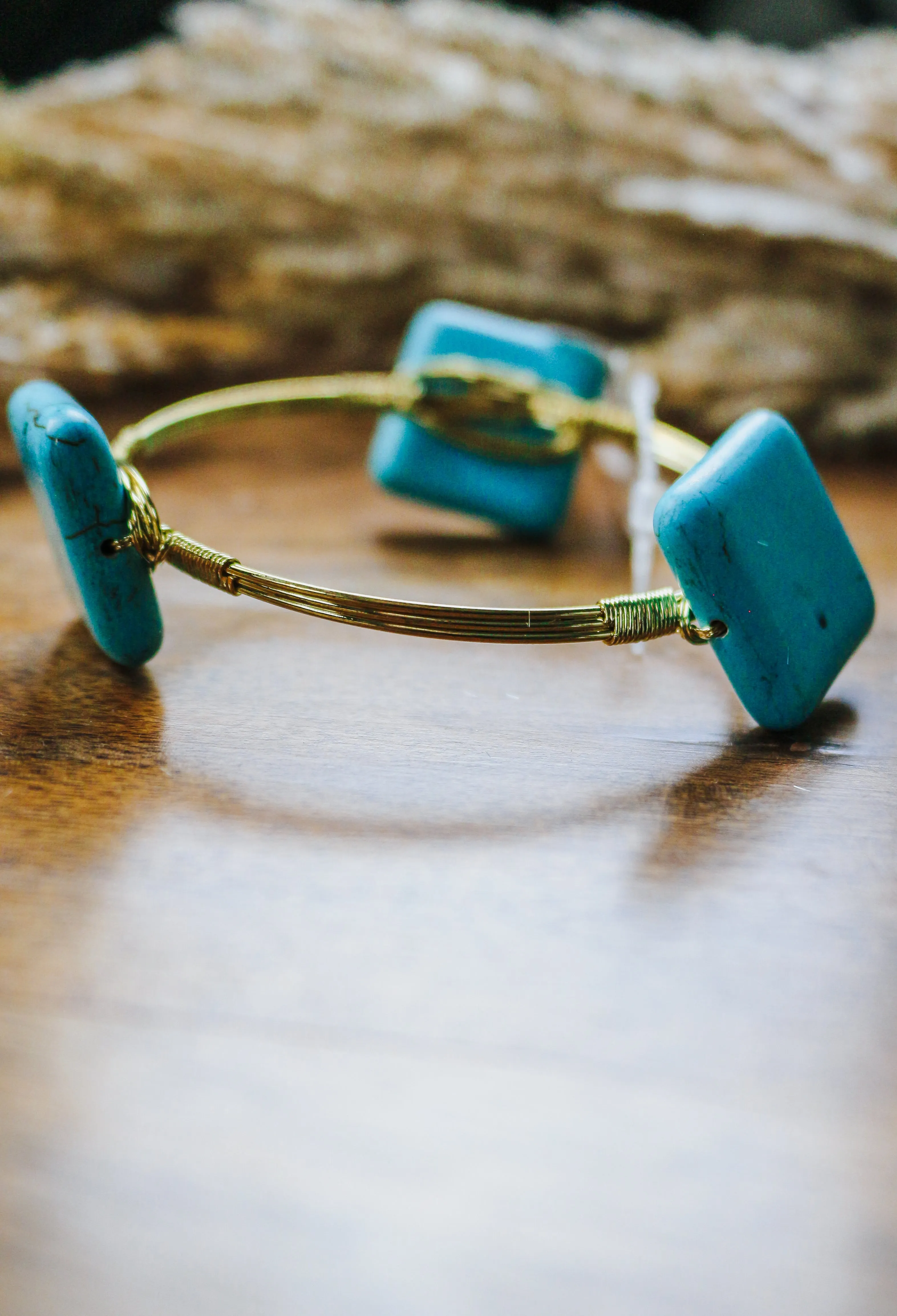 Gold Turquoise Square Bracelet