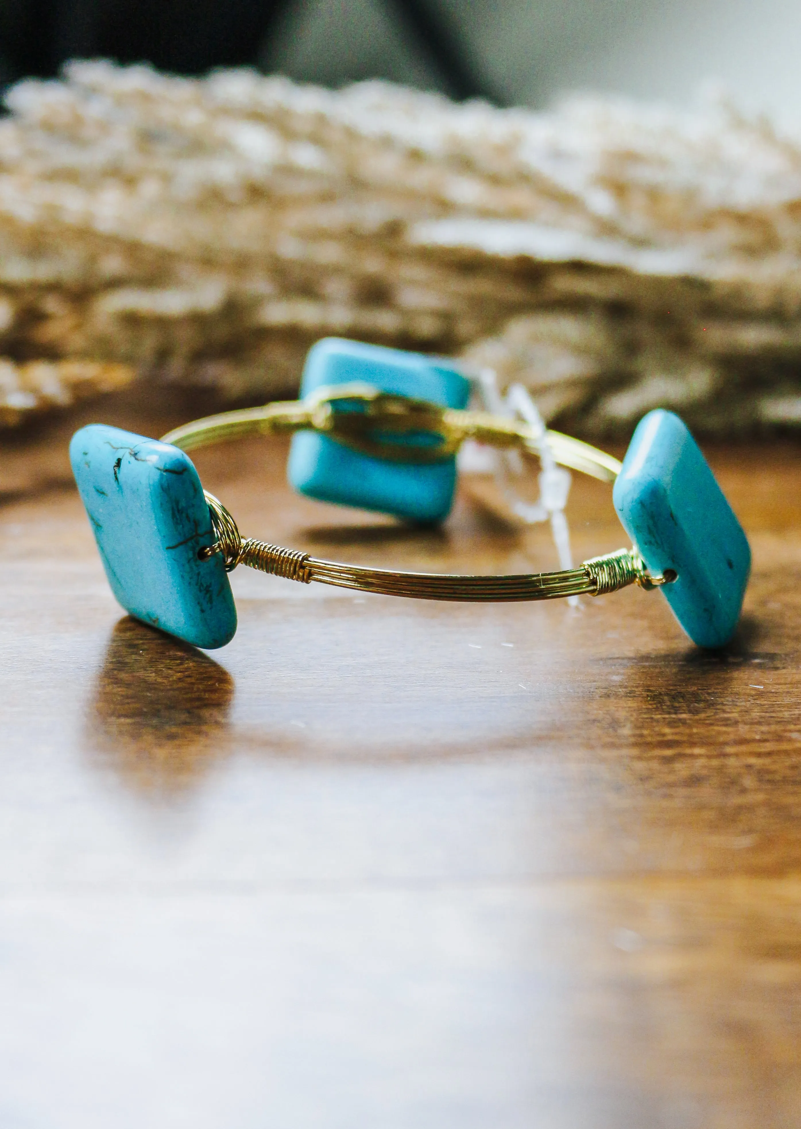 Gold Turquoise Square Bracelet
