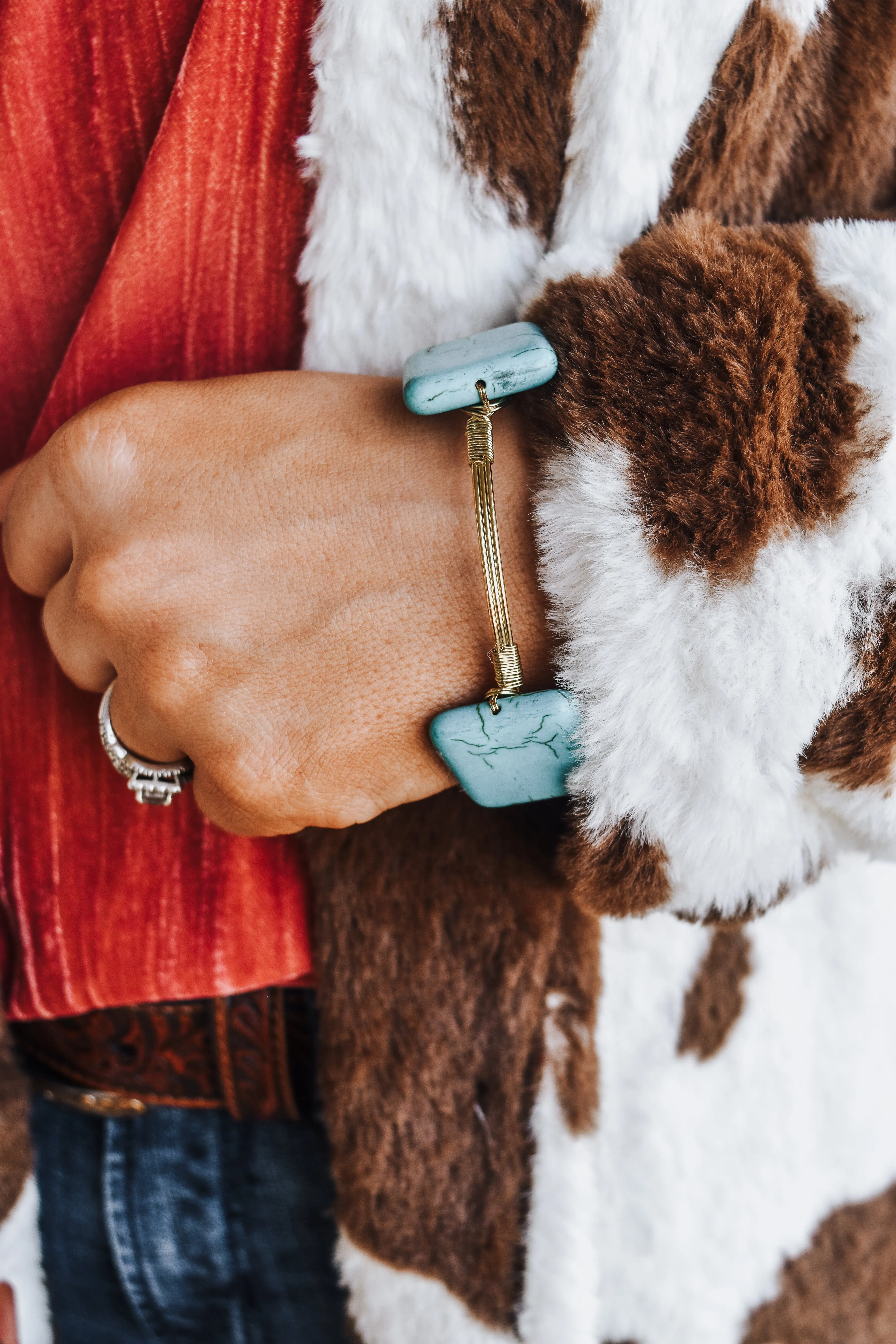 Gold Turquoise Square Bracelet