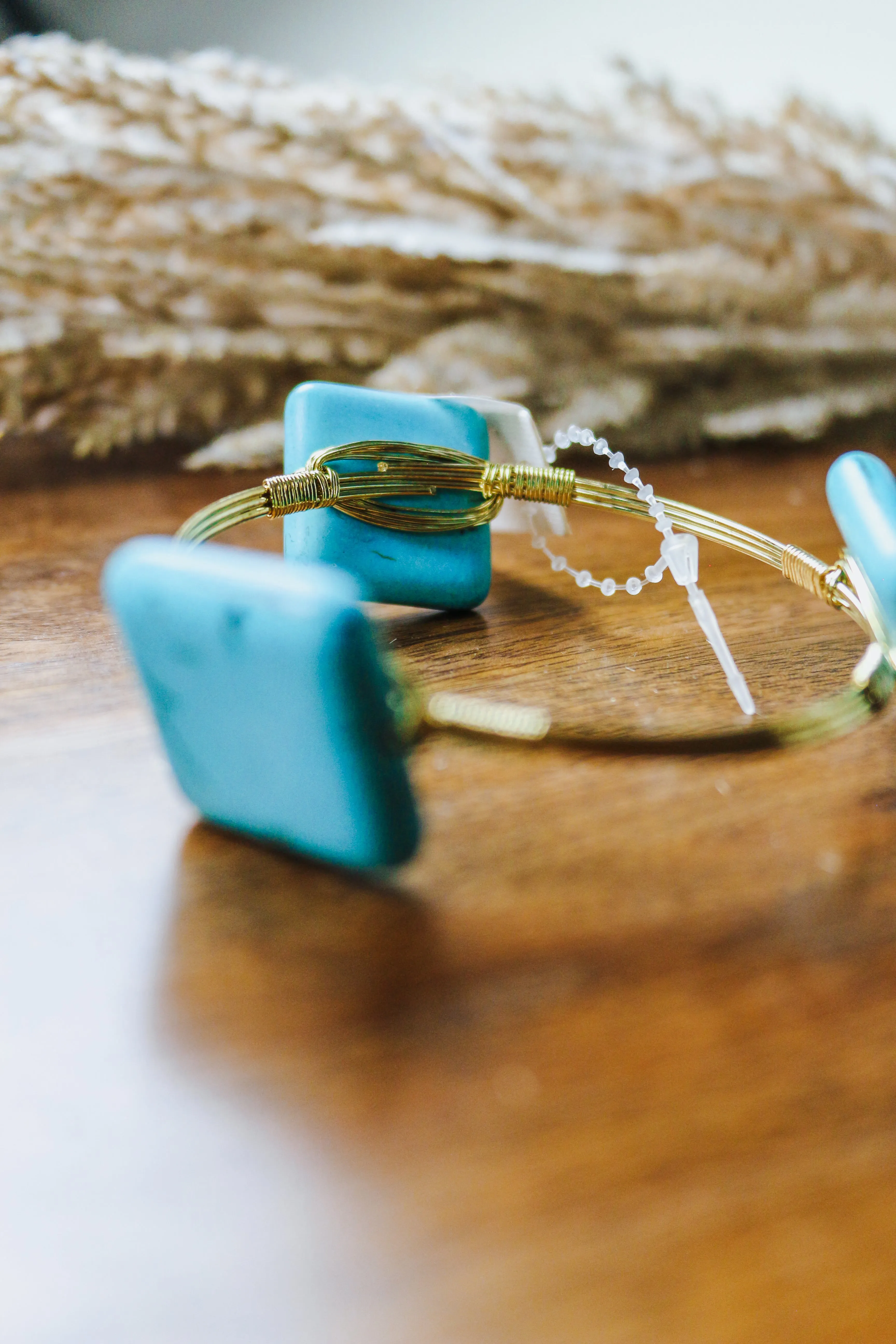 Gold Turquoise Square Bracelet