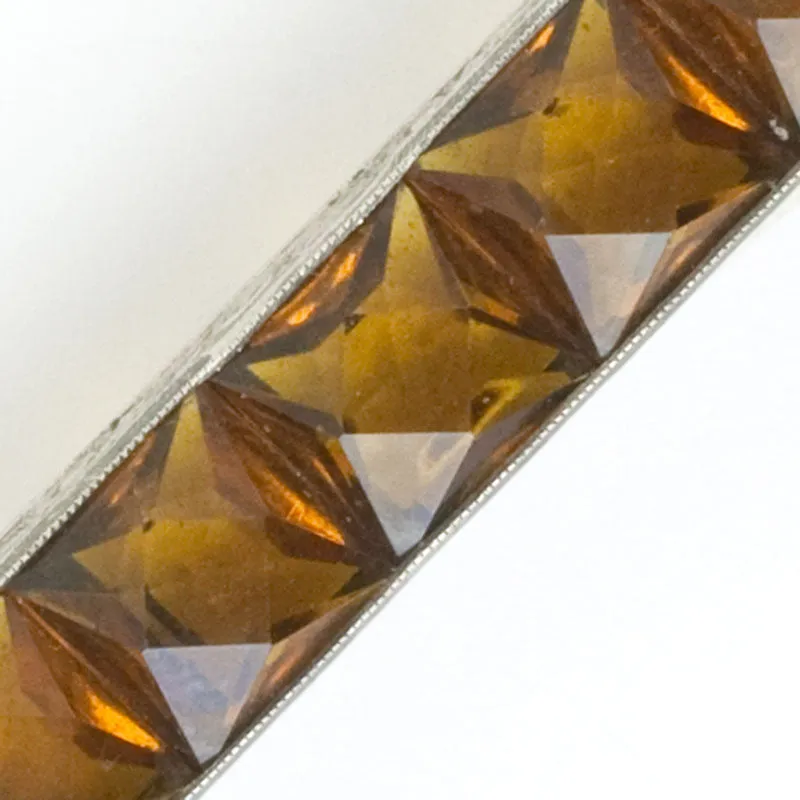 Golden Topaz & Sterling Art Deco Bar Pin