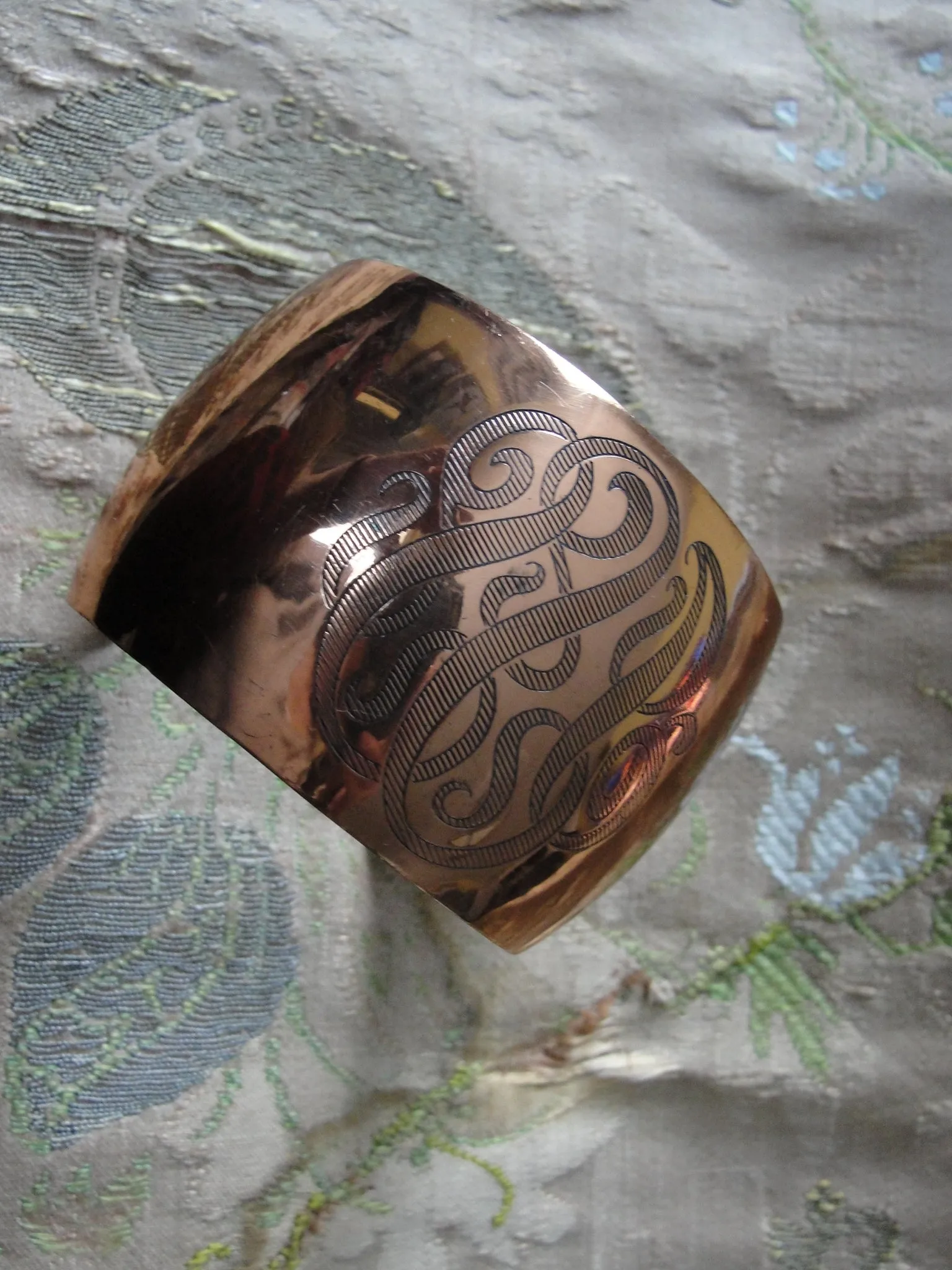 GORGEOUS Vintage Bracelet,Genuine Copper,Wide Cuff Bracelet, Decorative Monograms,Statement Bracelet, Collectible Vintage Copper Jewelry