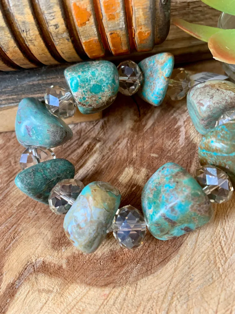 Handmade Turquoise Nugget Stretch Bracelet