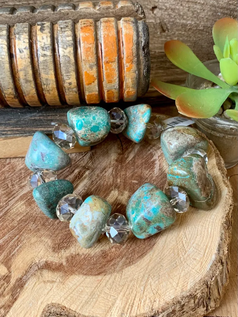 Handmade Turquoise Nugget Stretch Bracelet