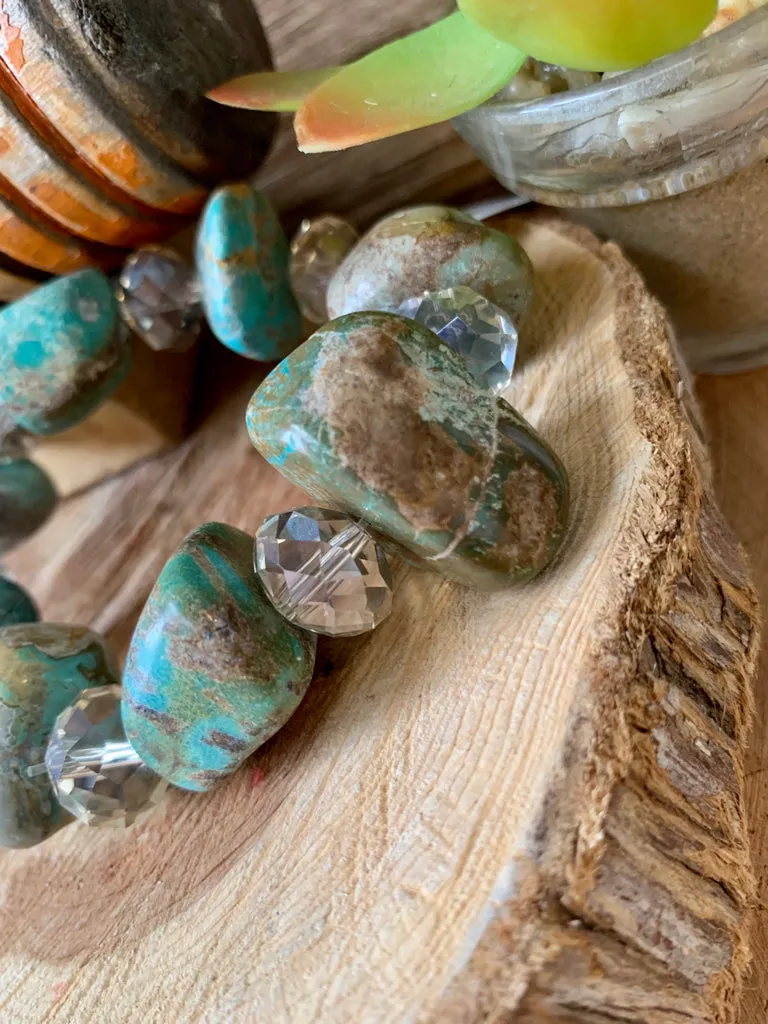 Handmade Turquoise Nugget Stretch Bracelet