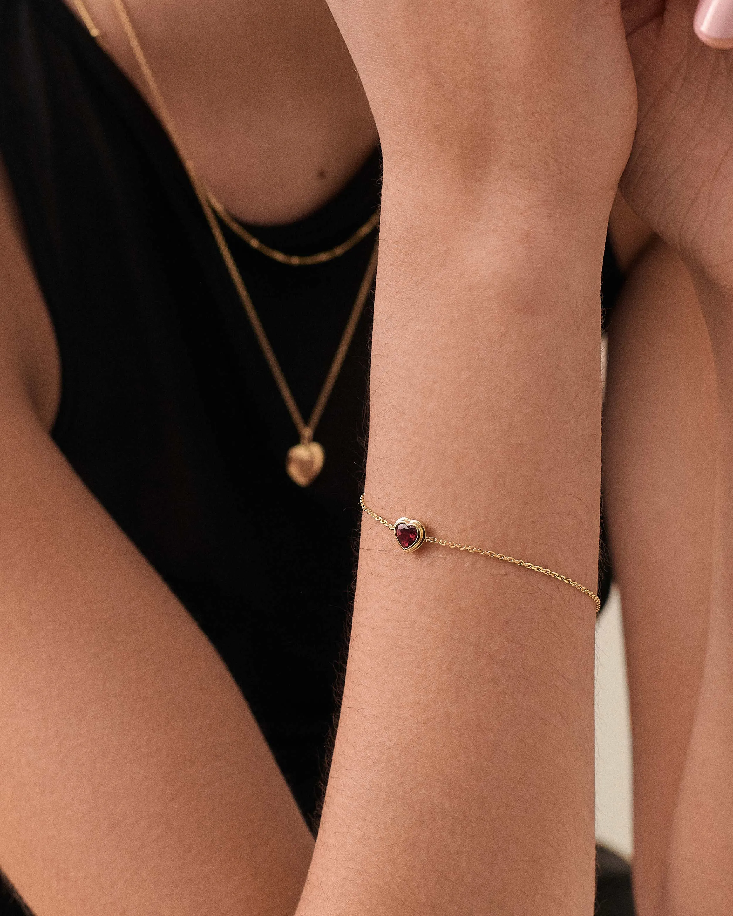 Heart Red Garnet Bracelet