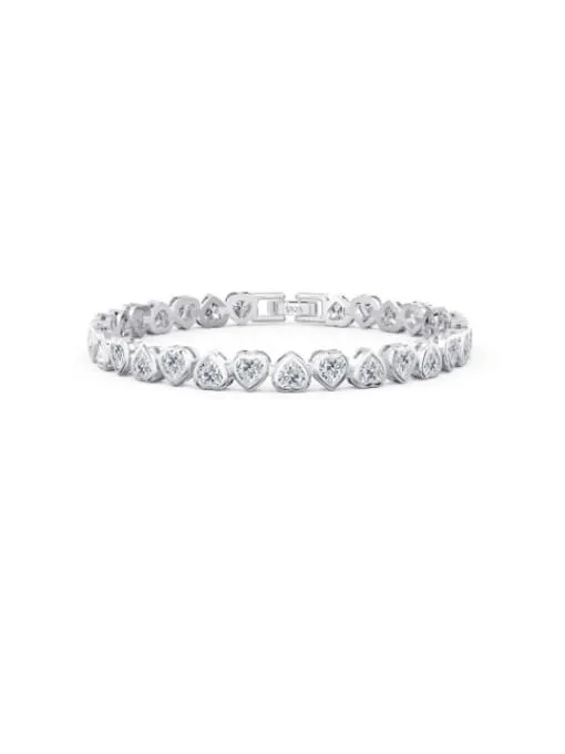Heart Tennis Bracelet 925 Sterling Silver 18K Gold Vermeil Statement Luxury Bracelets