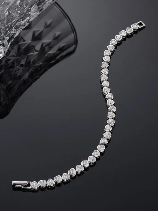 Heart Tennis Bracelet 925 Sterling Silver 18K Gold Vermeil Statement Luxury Bracelets