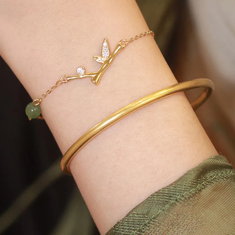 Hetian Jasper Bamboo Bracelet Transfer Diamond