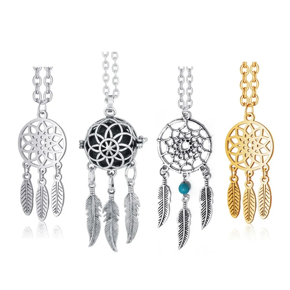 Indian Mandala Lotus Dream Catcher Necklace