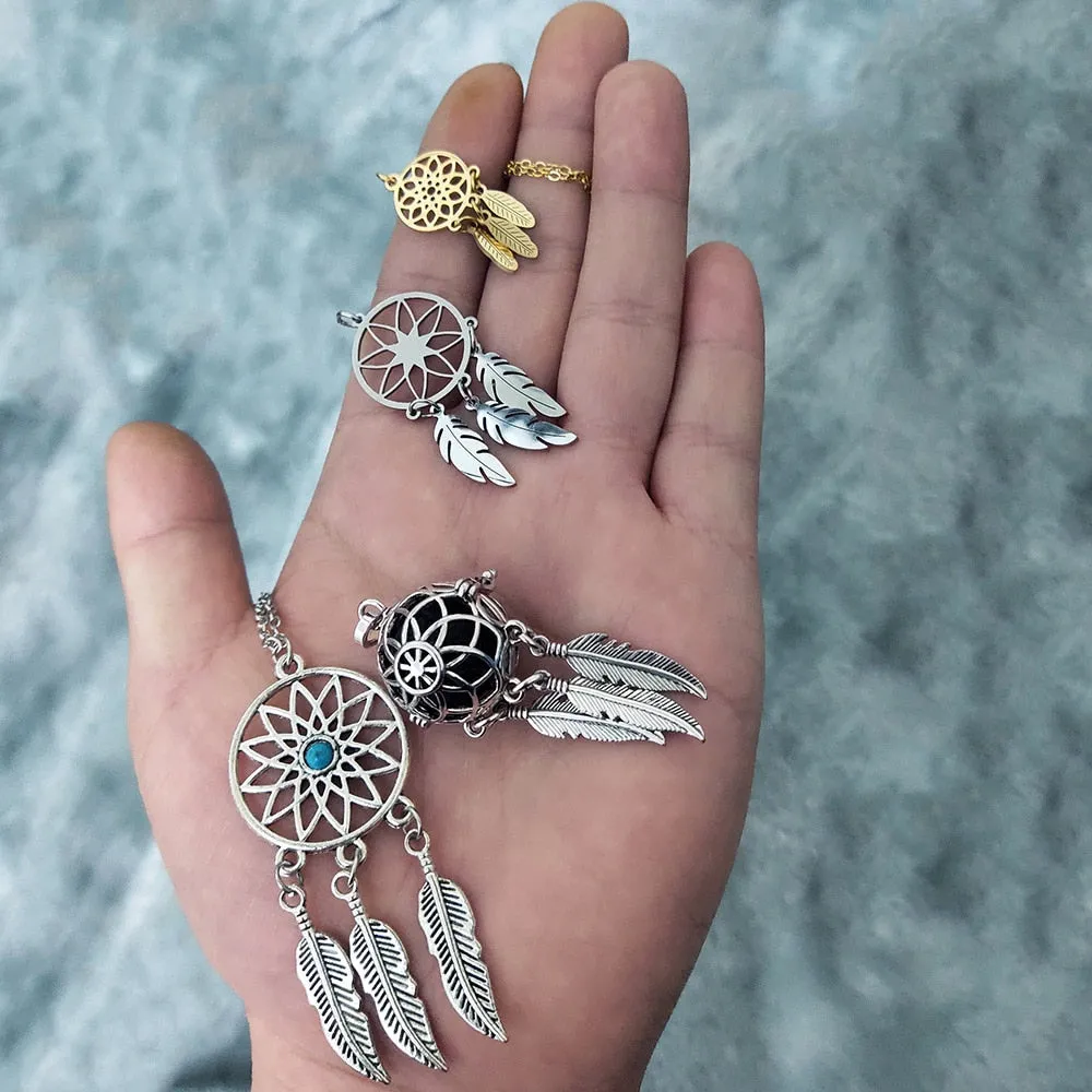 Indian Mandala Lotus Dream Catcher Necklace