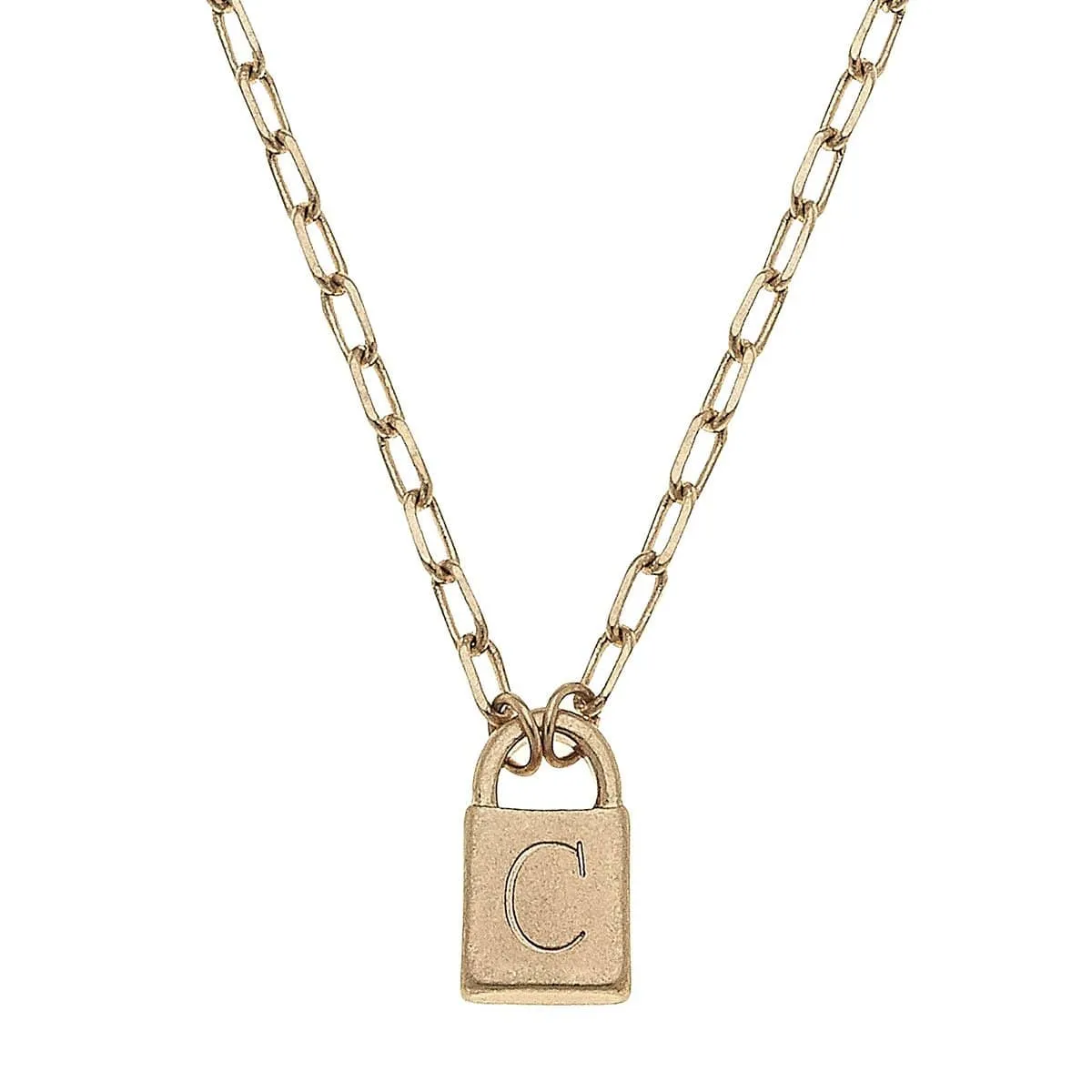 Kinsley Padlock Initial Necklace
