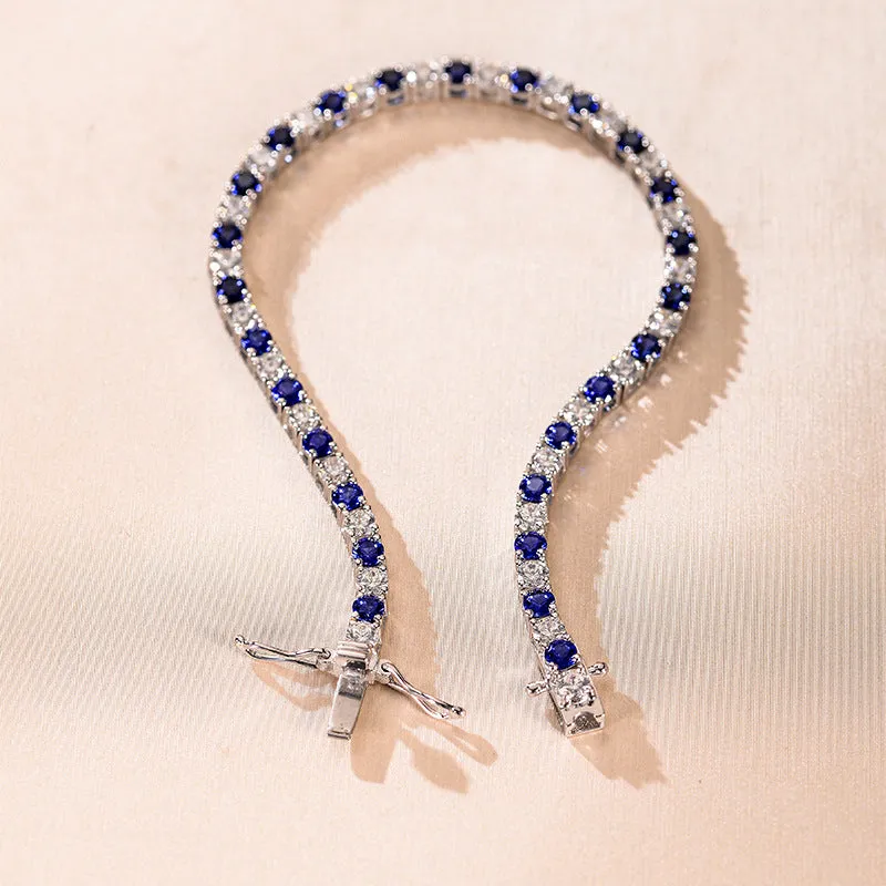 Lab Created Stone Tennis Silver Bracelet