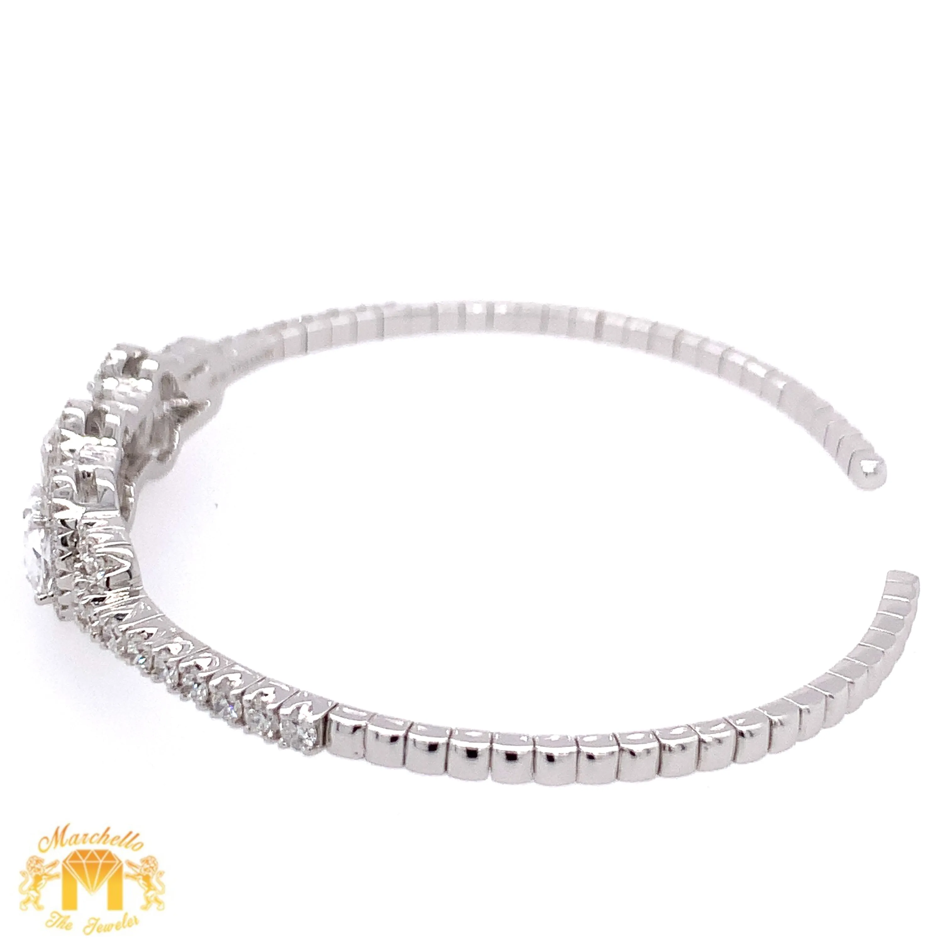 LIMITED EDITION: 3.31ct Diamond 18k White Gold Cuff Bracelet (VS diamonds, rose-cut diamonds)