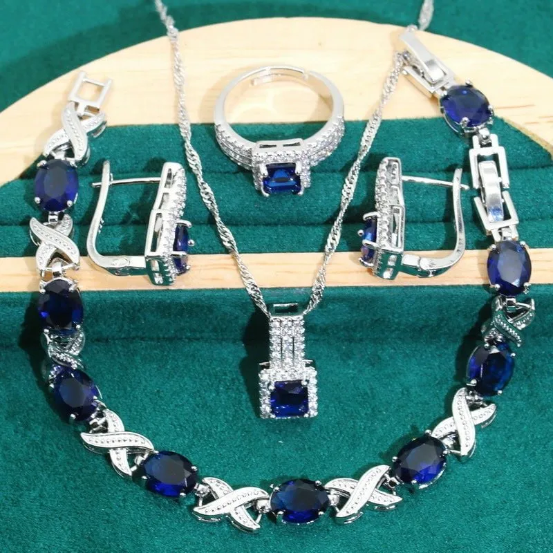LovelyRLovely Zircon Bracelet Necklace Earring Ring Set