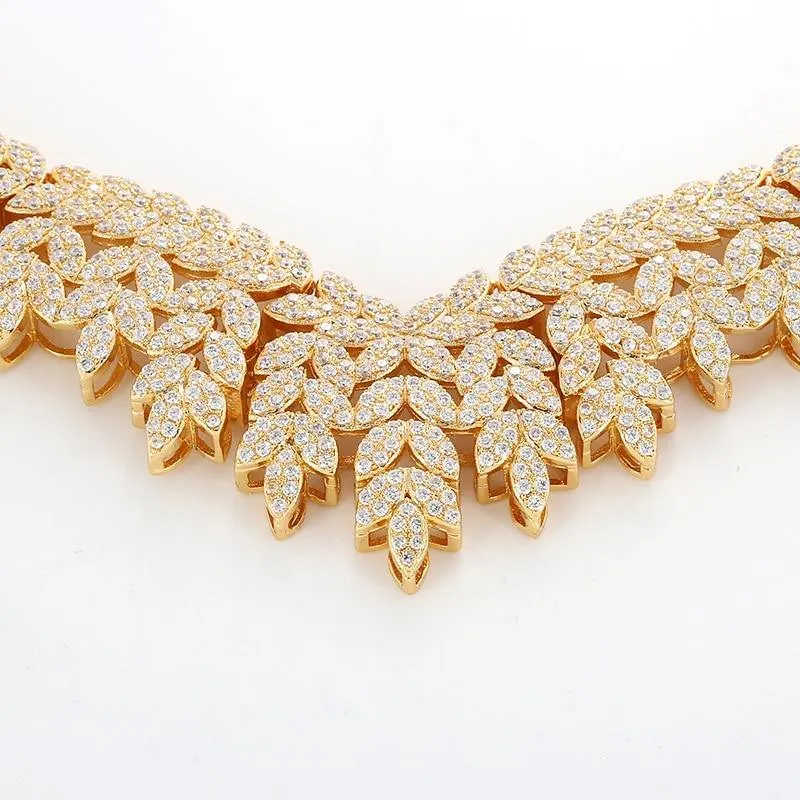 Luxury Noble Micro Pave High Quality AAAA  Cubic Zirconia Wedding Jewelry Set