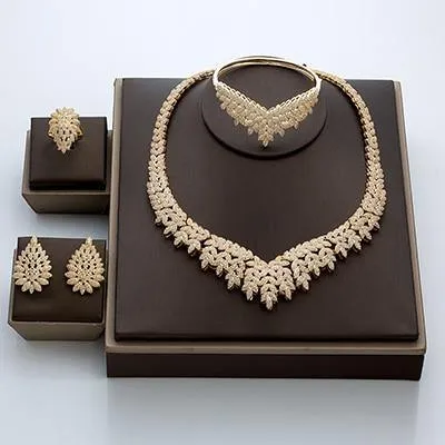 Luxury Noble Micro Pave High Quality AAAA  Cubic Zirconia Wedding Jewelry Set