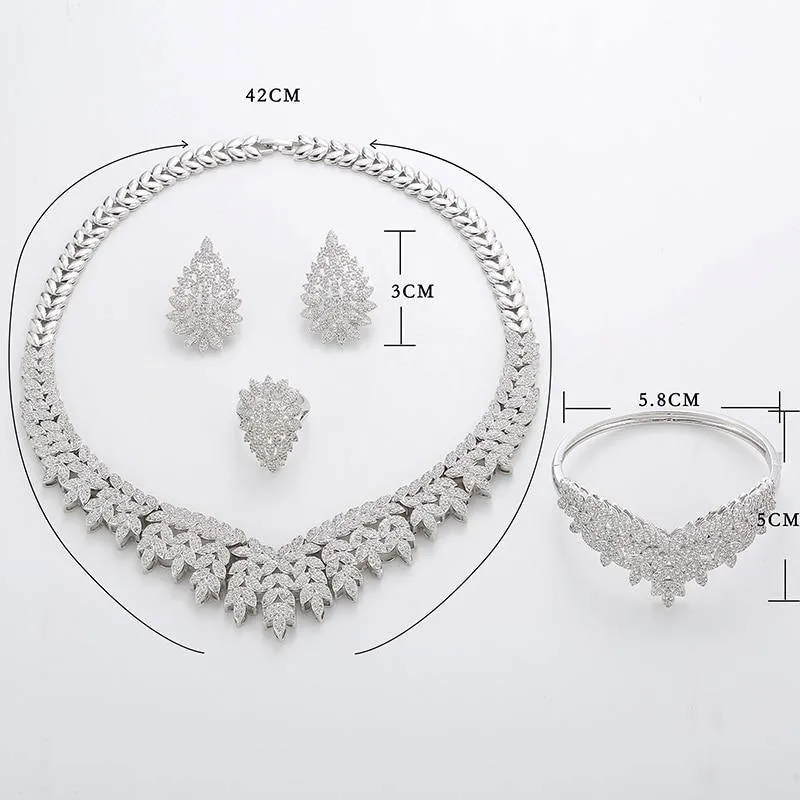 Luxury Noble Micro Pave High Quality AAAA  Cubic Zirconia Wedding Jewelry Set