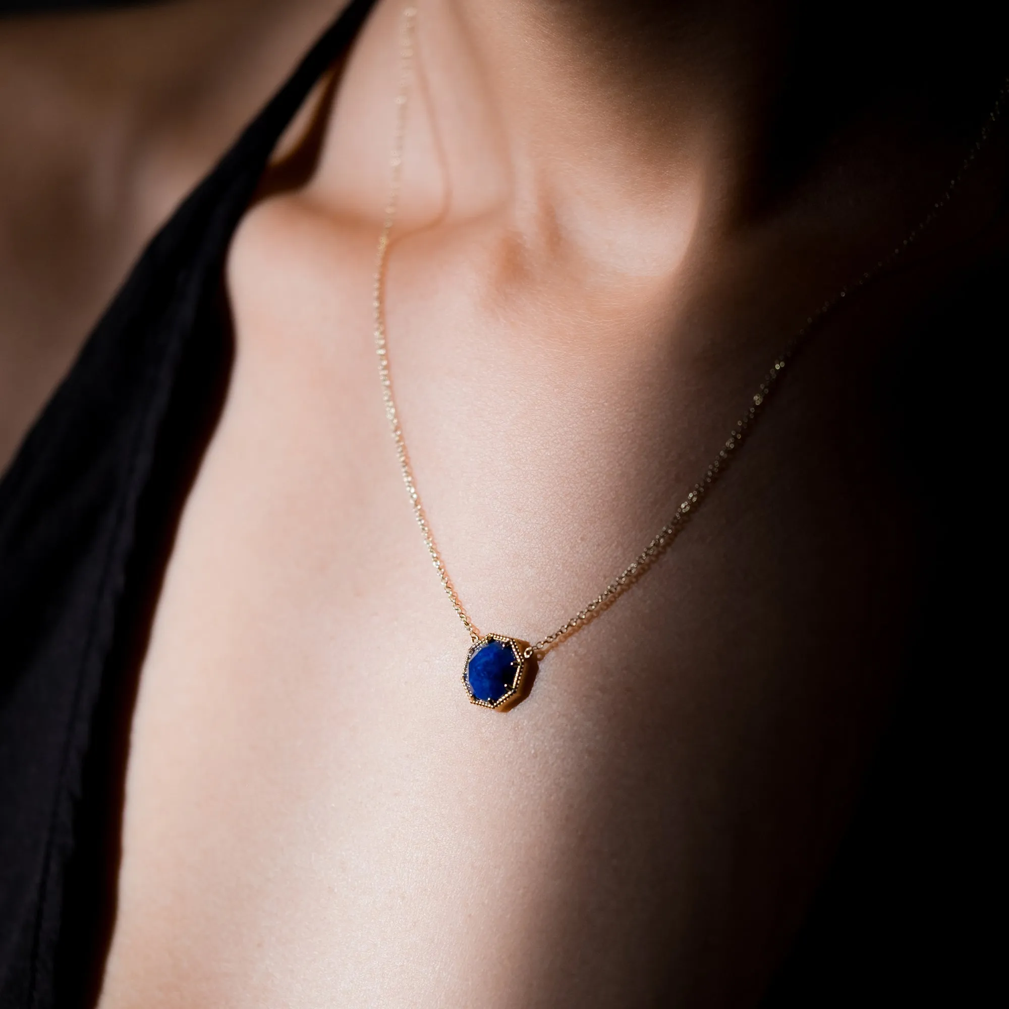 Maman Crown Bezel Lapis Necklace