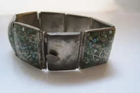 Middle East Crushed Inlay Turquoise Panel Bracelet