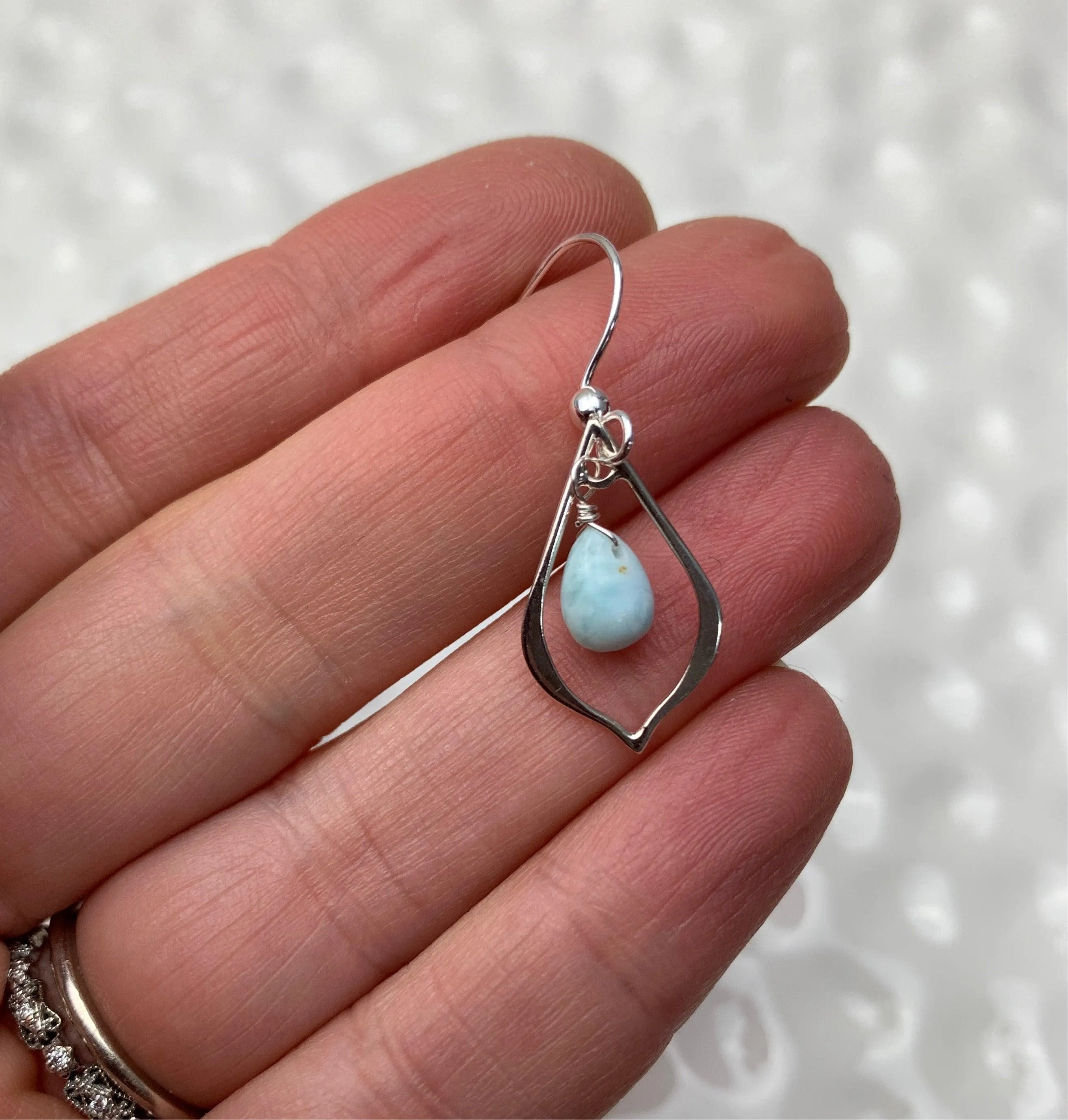 Mini Larimar Petal Earrings