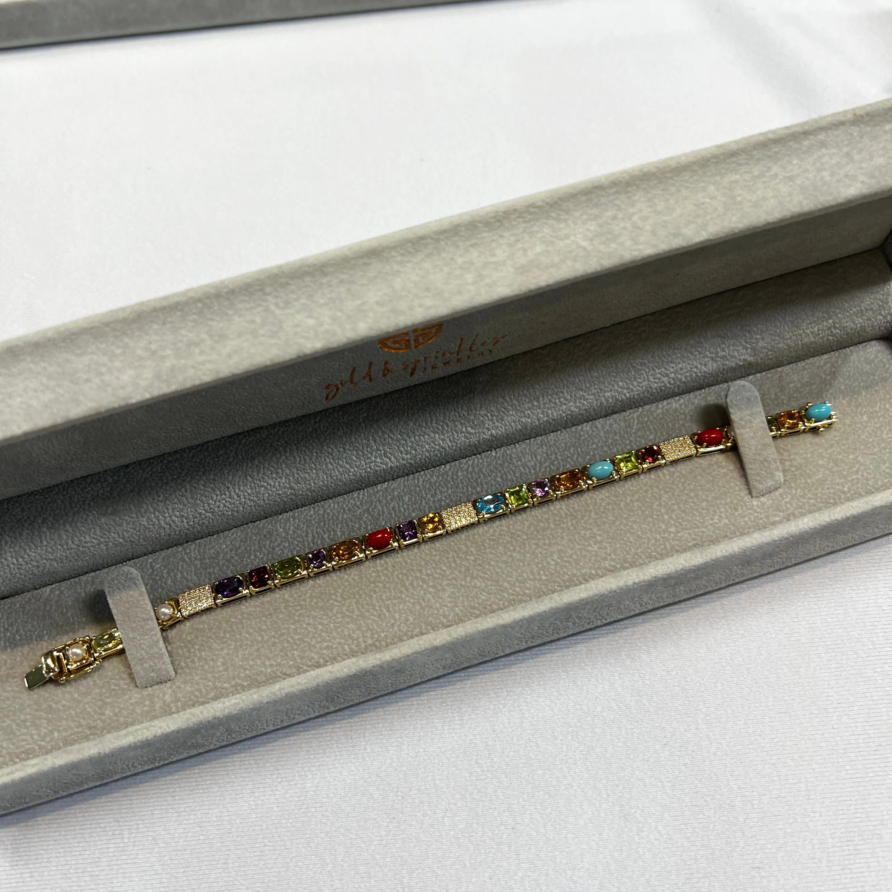 Multistone Gemstone and Diamond Bracelet