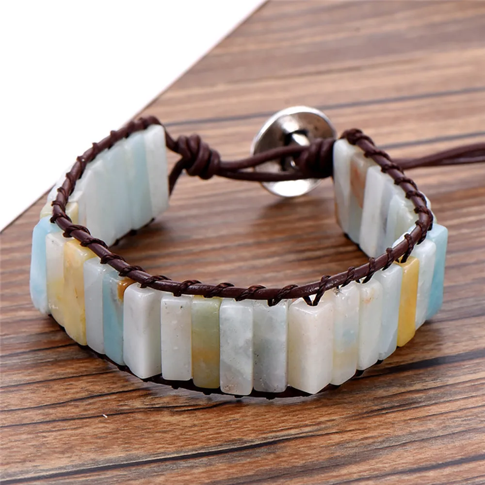Natural Turquoise Square Cut Beaded Bracelet for Women Charms Gifts for Mom