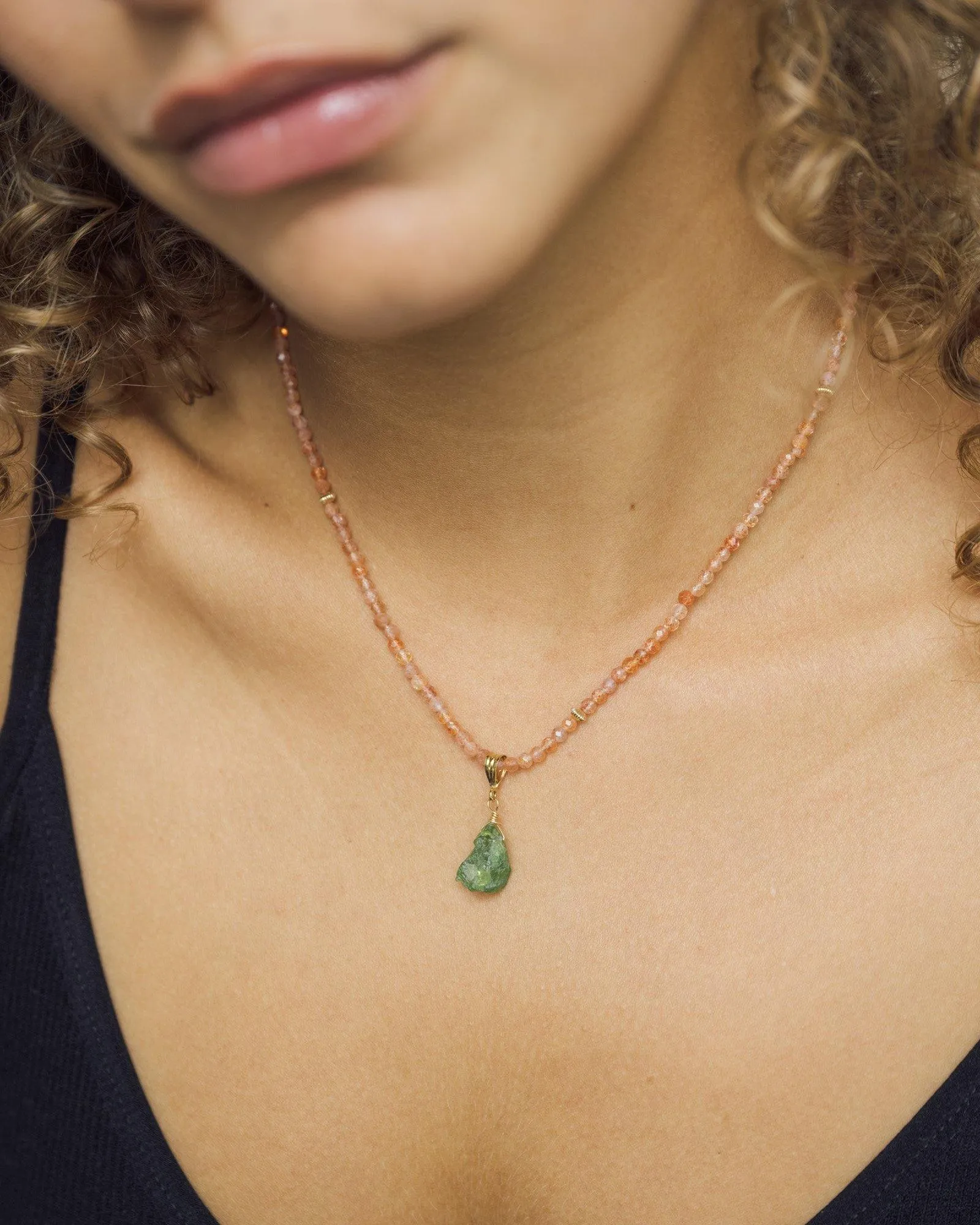 Necklace Charm August Peridot Gold Filled