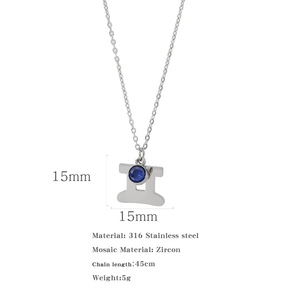 Necklace Stainless Steel Zircon Ornament